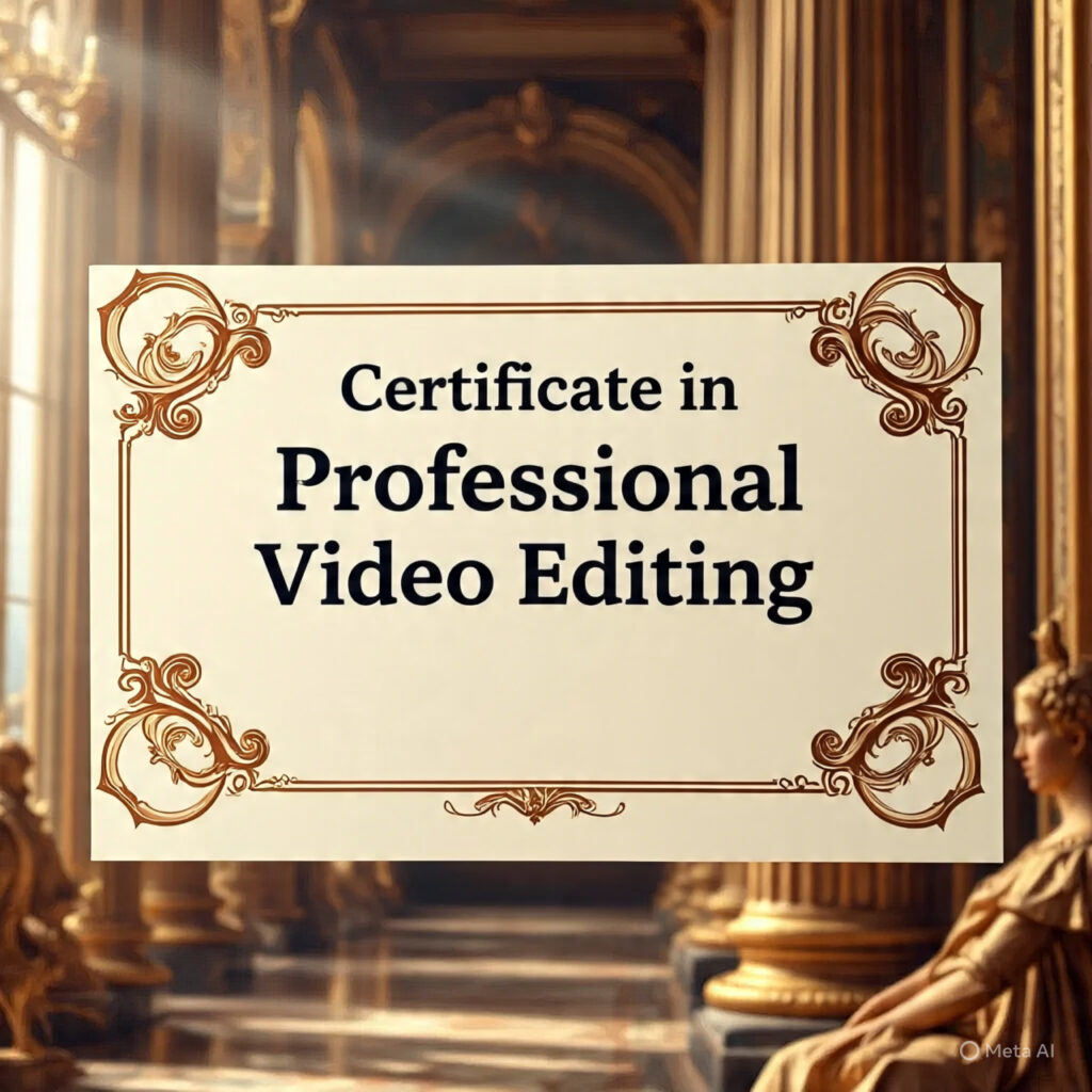 the certificate in professional video editing include