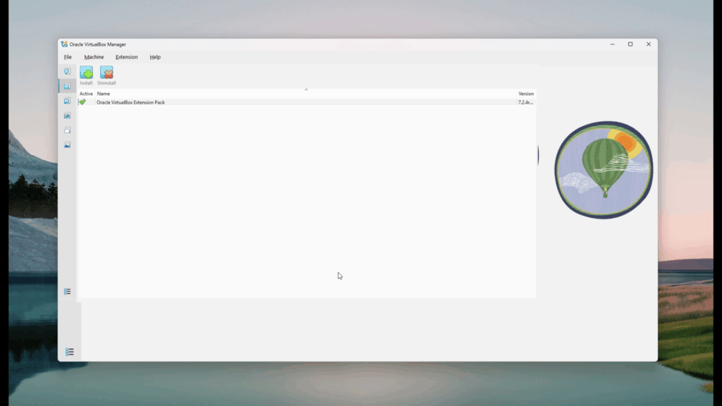 extension pack listed