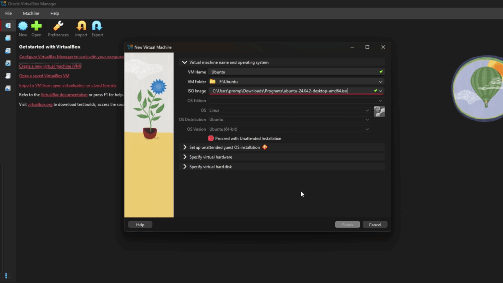 select your downloaded iso file